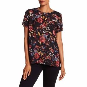 3/$20 DR2 Bird Floral Pinched Sleeve Blouse